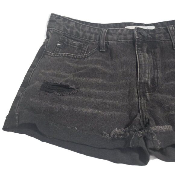 KanCan Black Denim Distressed Shorts Size Medium - Picture 2 of 9